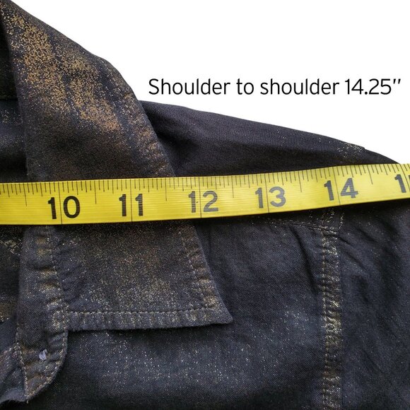 J. Crew Gold Dust Metallic Accents Black Semi Sheer Slim Fit Button Down Shirt 4 - Picture 12 of 15